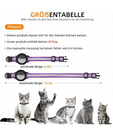 Reflective GPS Cat Neck Band with Apple Airtag Holder | Adjustable Safety Tracker for Cats & Small Dogs - Purple - Buy Online on GoSupps.com