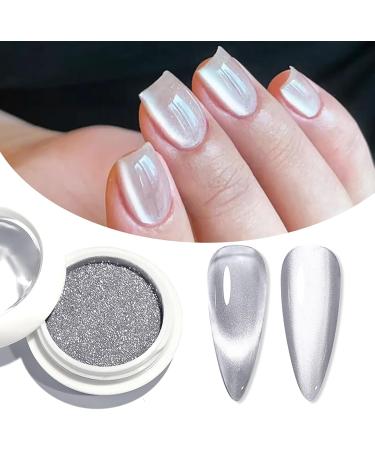 Chrome powder for gel nails chrome powder holographic nail powder | Nail powder with silver mirror effect gel powder with silver mirror effect nails with silver mirror effect - Buy Online on GoSupps.com