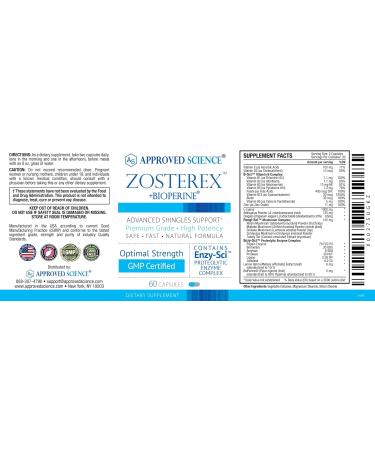Approved Science Zosterex - Immune Support Supplement with L-Lysine Vitamin B & Mushroom Blend - 3 Month Supply - 60 Count (Pack of 3) - Made in USA - Buy Online on GoSupps.com