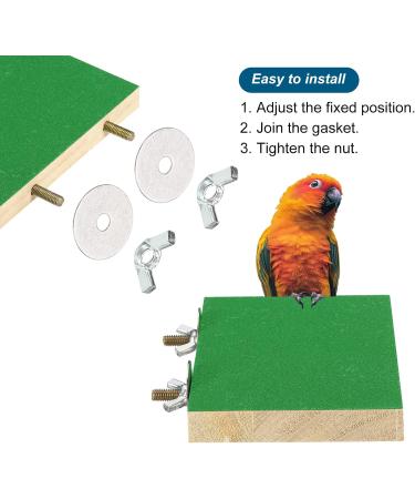 Patikil Bird Perch Stand Platform - Wooden Playground for Small Birds & Parrots - Paw Grinding & Cleaning Accessories - Green & Blue - Buy Online on GoSupps.com