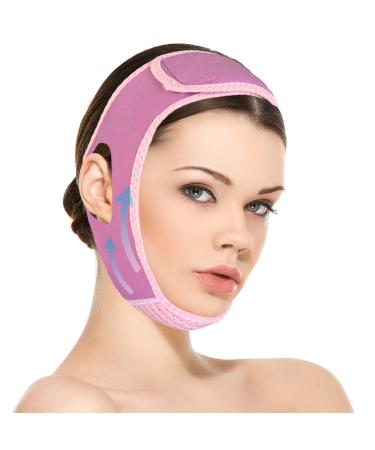 double chin reducer reusable V-shaped chin strap for double chin for women double chin eliminater V-line lifting mask face lift prevent sagging suitable for women with double chin (Purple)