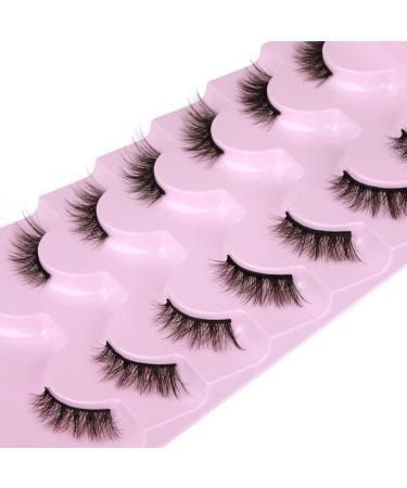 JIMIRE 7 Pairs Half Lashes - Natural Wispy Cat Eye False Eyelashes 3D Effect - 12MM Short Strip Lashes Pack - Buy Online on GoSupps.com