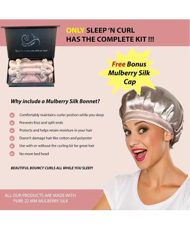 Sleep N Curl - 100% Pure Mulberry Silk Heatless Hair Curler Kit with Silk Cap - Buy Online on GoSupps.com