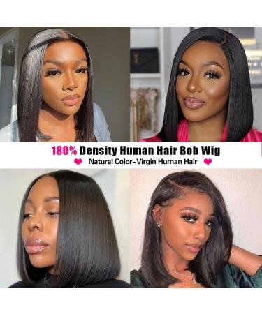 Ustylish 13x4 HD Lace Front Bob Wig Human Hair 180% Density for Black Women 12 inch - Natural Color - Buy Online on GoSupps.com
