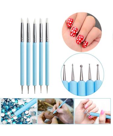 luoshaPUCY Nail Art Brushes 5pcs Double Ended Nail Design Tools Gel Nail Polish Nail Art Design Nail Dotting Painting Tools - Buy Online on GoSupps.com