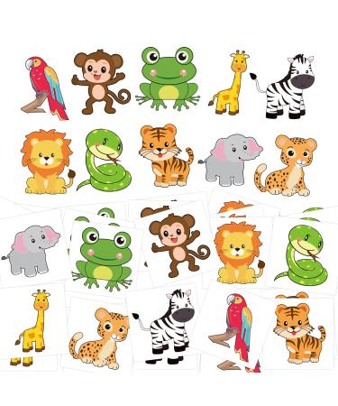 Jungle Animal Temporary Tattoos for Kids Safari Tattoo 60Pcs