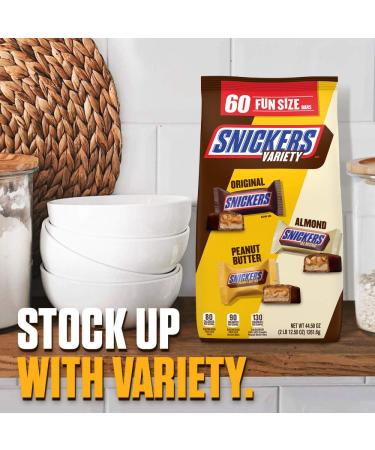 Snickers Original Peanut Butter & Almond Fun Size Bulk Variety Pack 44.5 oz - 60 Pieces - Buy Online on GoSupps.com