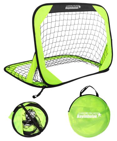 BAYINBULAK Pop Up Soccer Goal Portable Soccer Net for Kids Backyard Training, 1 Pack Neon Lime