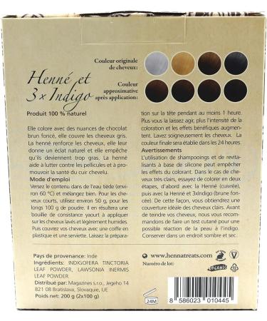 Henna and 3x Indigo - Dark Brown - Natural Hair Coloring & Hair Care - Powder - 200g - Buy Online on GoSupps.com