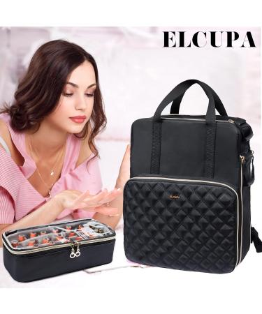 ELCUPA Nail Polish Organizer Backpack - Holds 84-93 Bottles - Large Storage Case with 3 Removable Boxes - Tools Organizer Sections - Black - Buy Online on GoSupps.com