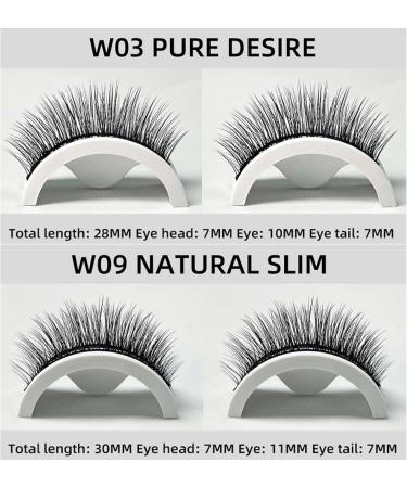 False eyelashes Reusable Self Adhesive Eyelashes No Glue Needed 3 Pairs Comfortable Eye Lashes for Daily Use at Work Beauty Contest Parties & Salons | Easy to Stick on Upper Lash Line (W09) W09-3 Pairs - Buy Online on GoSupps.com