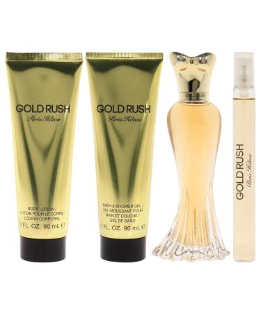 Paris Hilton Gold Rush 3.4oz EDP Spray 0.34oz EDP Spray 3oz Body Lotion 3oz Shower Gel Women 4 Pc Gift Set - Buy Online on GoSupps.com
