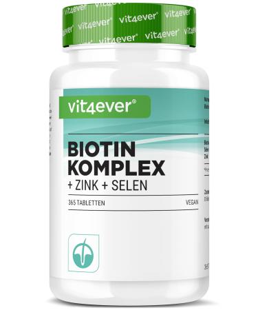 Complexe Biotine + S l nium + Zinc pour la peau les cheveux & les ongles - 365 comprim s - Sans additifs ind sirables - Haute dose - Vegan