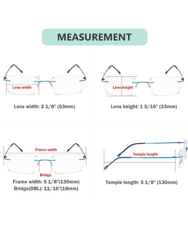 Eyekepper Rimless Reading Glasses for Men - Stylish Rectangle Blue Rimless Readers - International Shipping Available - Buy Online on GoSupps.com