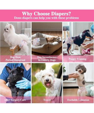 Dono Disposable Dog Diapers for Females - Super Absorbent & Leak-Proof | 48 Count | Perfect for Heat Incontinence & Irregular Traces | XXS to L Sizes - Buy Online on GoSupps.com