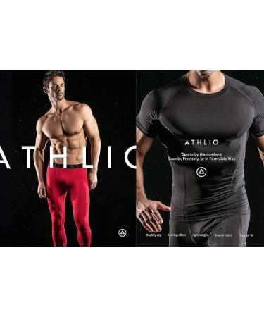 ATHLIO Men's Cool Dry Short Sleeve Compression Shirts - 3 Pack, Black, Size Large - Buy Online on GoSupps.com