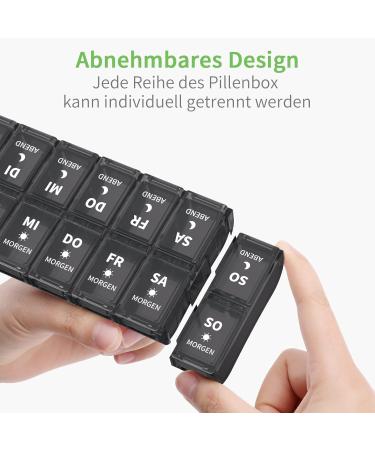 OPRET 7-Day Tablet Box | German Pill Organizer with 14 Compartments - Removable Dose & Evening Compartments | Weekly Medication Storage - Buy Online on GoSupps.com