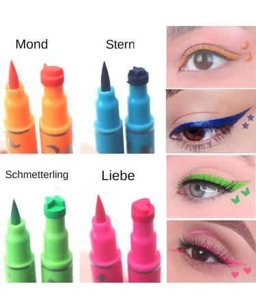 Liquid eyeliner pencil Long-lasting dual-ended marker in 4 colors | Unique eye makeup stencils with star moon heart and butterfly shapes | Waterproof and long-lasting beauty - Buy Online on GoSupps.com