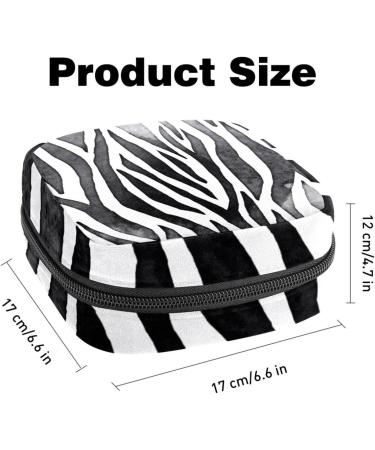 Zebra Pattern Storage Bags for Women | Portable Menstrual Pad & Bandage Holder | Black & White Design for School & Office - Buy Online on GoSupps.com