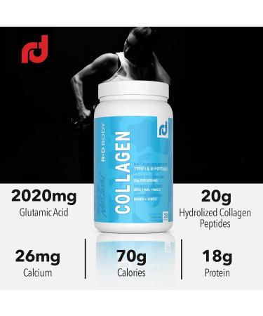 R&D Body Natural Hydrolyzed Collagen Supplement - Grass-Fed Type I & III Peptides Gluten-Free Unflavored Supports Skin Hair Nails Joints - 28 Servings - Buy Online on GoSupps.com