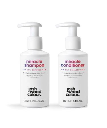 Josh Wood Colour Miracle Shampoo and Conditioner for Dry Damaged Hair Enriched with Colour Shine Complex Body Boosting Nourishing Colour protecting Hair Cleanser 2 Bottles Miracle Shampoo & Conditioner for Dry Hair