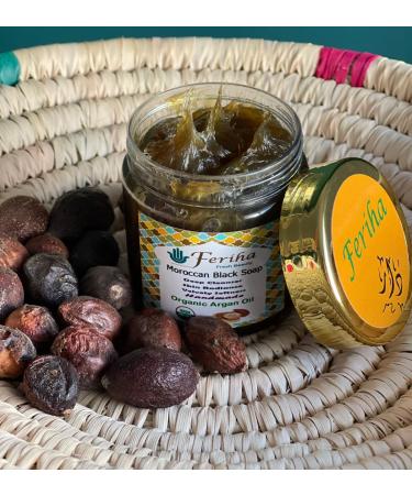 Feriha Moroccan Black Soap with Organic Argan Oil - 100% Natural Beldi Soap - Buy Online on GoSupps.com