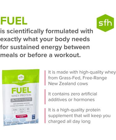 Buy SFH Fuel Whey Protein Powder - Grass Fed All Natural Soy & Gluten Free - Strawberry Flavor - MCTs & Fiber Energy Boost - 10 Pack - Buy Online on GoSupps.com