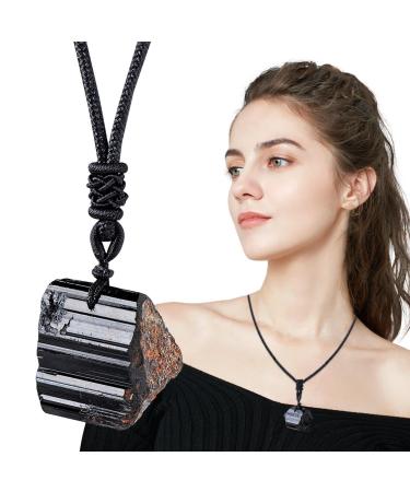 Raw Crystal Necklace | Natural Stone Necklace to Soothe Emotions Women's Pendant Necklaces for Working Home Shopping Dating Gathering Traveling Fovolat