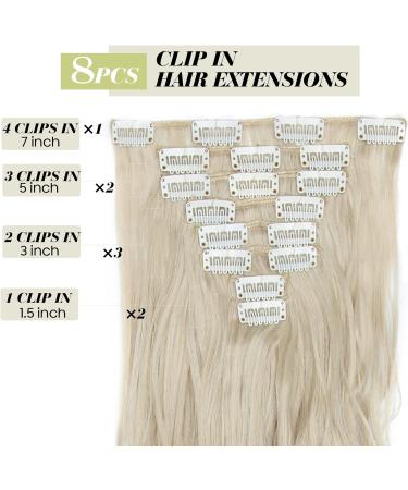 S-noilite 24 Inch Curly Ash Blonde & Bleach Blonde Clip In Hair Extensions - 8pcs Full Head Set | 60 Colours Available - Buy Online on GoSupps.com