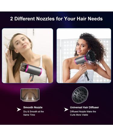 1800W Professional Salon Hair Dryer | Fast Drying Anion Technology with Diffuser & Nozzles | Portable & Foldable for Home Use - Buy Online on GoSupps.com