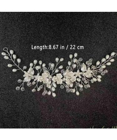Clataly Wedding Bride Headband Flower Hair Vine Silver Leaf Bridal Hair Piece Pearls Hair Accessories for Women Girls - Buy Online on GoSupps.com