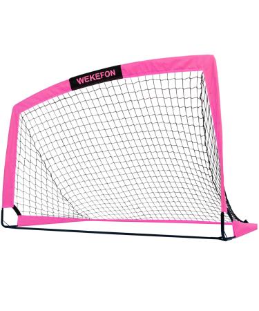 WEKEFON Soccer Goal 5' x 3.1' Portable Soccer Net with Carry Bag for Backyard Games and Training for Kids and Youth Soccer Practice, 1 Pack Pink