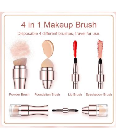 4 in 1 Multipurpose Makeup Brush - Soft Bristles & Elastic Sponge Portable Cosmetic Brush for Travel & Home Use - Buy Online on GoSupps.com
