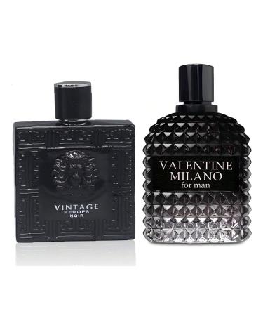 Vintage Heroes Noir&Milano Men Combo Cologne for Men/Eau de Parfum Natural Spray Top Notes of Green Apple and Lemon Middle Notes of Tonka Bean Base Notes of Geranium- Natural Spray 100ML