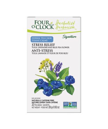 Four O'Clock Herbalist Herbal Tea Stress Relief Non GMO Project Kosher Gluten-Free 20 Teabags