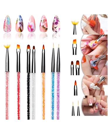 6pcs Nail Art Brush & Dotting Pen Set - Double-Ended Spiral Crystal Tools for UV Nail Art | International Shipping - Buy Online on GoSupps.com