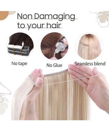 20 Inches Straight Hair Extensions Secret Headband No Clip Easy Invisible Crown Wire in Hair Extensions Hairpiece for Women Ash blonde mix silver grey Ash blonde mix silver grey 20 Inch - Buy Online on GoSupps.com