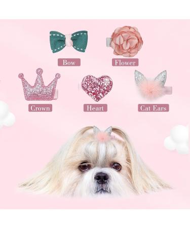 WWW Small Dog Hair Clips 5 Pcs Cat Dog Hair Bows Girls Puppies Hair Barrettes Cute Bow Flower Crown Hairpin Head Flower Hair Pins Cat Puppy Party Birthday Grooming Hair Accessories Pink - Buy Online on GoSupps.com