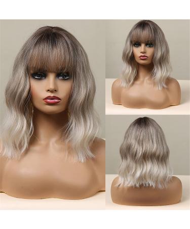 Blonde Wavy Bob Wig 14 with Air Bangs - Heat Resistant Synthetic Shoulder Length Wig for Women - Perfect for Cosplay & Daily Use (#2) - Buy Online on GoSupps.com