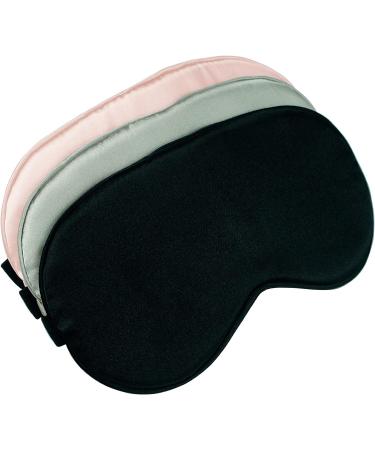 Super Soft Sleep Mask with Adjustable Strap - Lightweight Blindfold for Men & Women - Blocks Light - 3 Pack (Black, Gray, Pink) - Buy Online on GoSupps.com