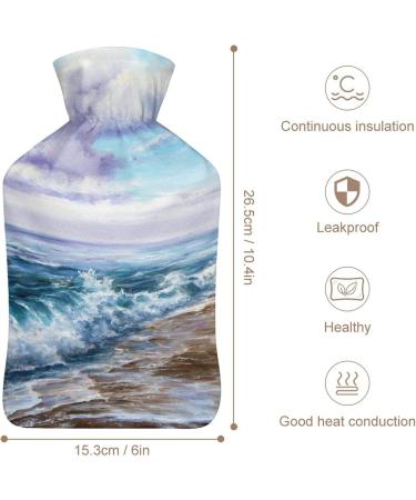 Seashore Hot Water Bottle with Plush Cover - Hand Warmer for Adults & Children 26.5x15.3cm - International Shipping Available - Buy Online on GoSupps.com
