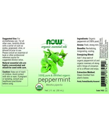 Now Foods Organic Peppermint Essential Oil 1 fl oz (30ml) | Pure & Natural Aroma - Buy Online on GoSupps.com