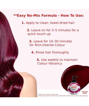 Colour Bomb - Apr s-shampoing colorant 250 ml brillance et clat intenses lissant et nourrissant sans m lange v gan sans ammoniaque ni peroxyde (Burgundy) - Buy Online on GoSupps.com