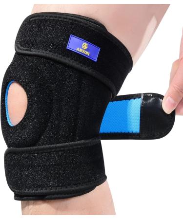 ABYON Knee Brace Knee Support for Men Women with Side Stabilizers and Adjustable Straps Open Patella Support for Arthritis Tendonitis Meniscus Tears Joint Pain Relief (Size L) Large