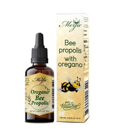 Merja Herbs Bee Propolis with Oregano for Adults - Natural Immune Support & Sore Throat Relief in Drops 20ml 0.68 oz