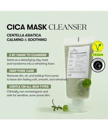 VT COSMETICS CICA Mask Cleanser 2-in-1 Facial Wash Non-Drying Clay Mask Gentle Pore Care Exfoliating Hydrating Centella Asiatica for Acne-Prone & Sensitive Skin Korean Skincare (4.05 fl. oz) - Buy Online on GoSupps.com