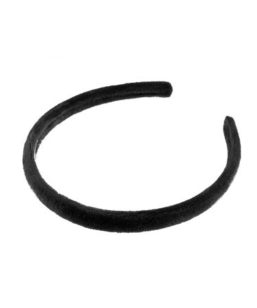 Ladies Girls Soft Velveteen Plush Covered Thin Narrow Headband Alice Band (Black)