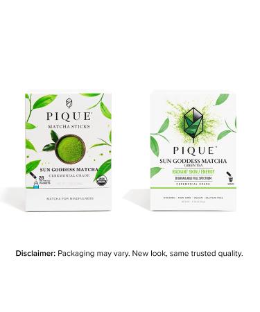 Pique Organic Sun Goddess Matcha Green Tea Powder - Ceremonial Grade for Energy, Immune Support, and Collagen Production - 28 Single Serve Sticks - Buy Online on GoSupps.com