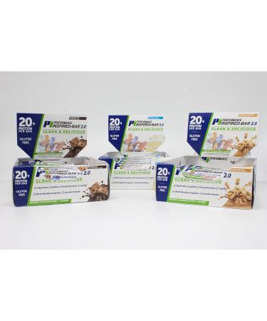 Performance Inspired Nutrition - Mixed Box of 12 Protein 2.0 Bars | Chocolate Peanut Butter & Birthday Cake Flavors - International Shipping Available - Buy Online on GoSupps.com