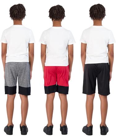 Hind Boys 3-Pack Active Basketball Shorts for Kids in Black/Red/Grey | Size 5-6 - Buy Online on GoSupps.com